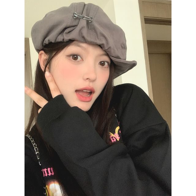 CIMAO-Plain Hook And Eye Newsboy Cap