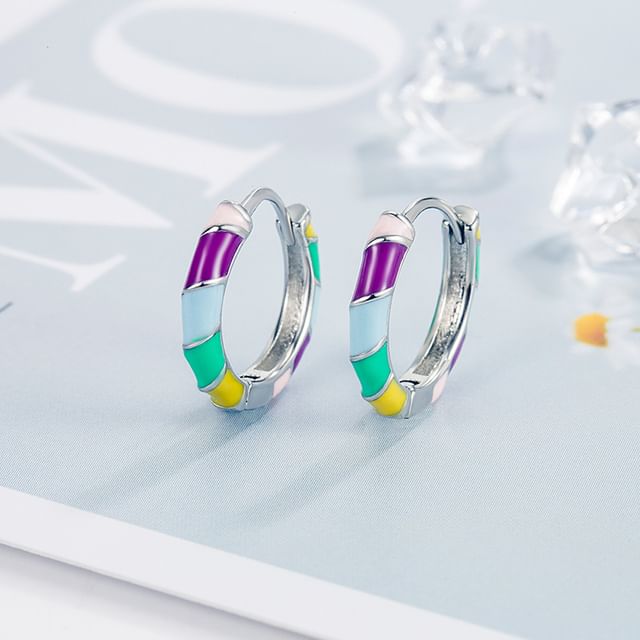 Forainer-Glaze Alloy Hoop Earring