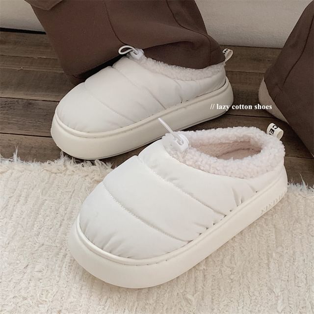 ZORI-Fleece-Lined Platform Home Slippers