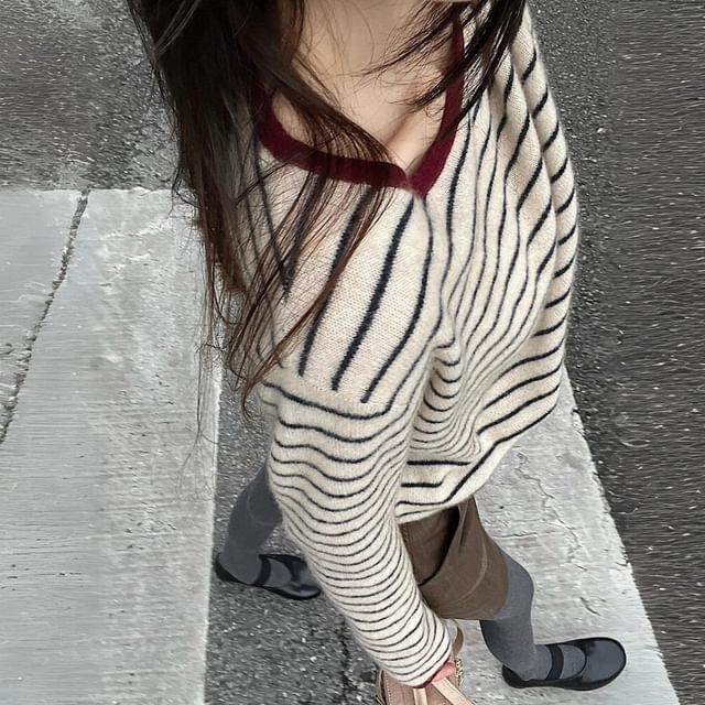Alfie-Long-Sleeve Striped Top