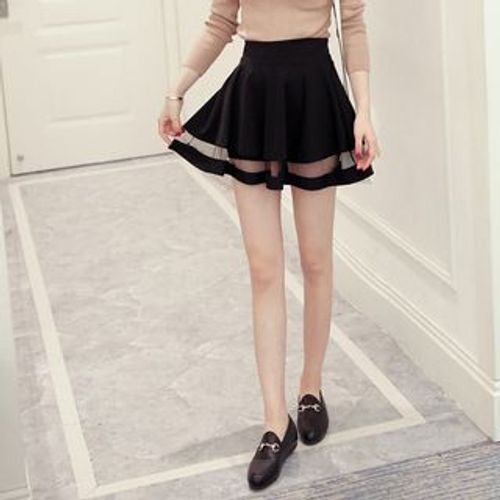 andwang kirakira box pleats mini skirt S High Waist Solid Pleated