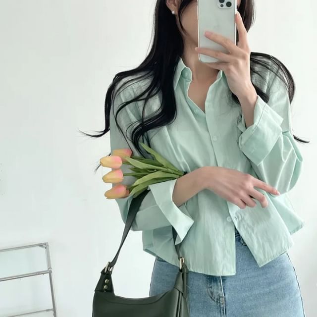 ISSOL-Long-Sleeve Plain Shirt