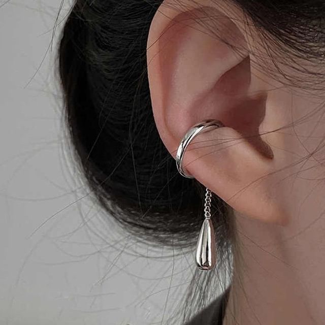 True Glam-Droplet Dangling Alloy Ear Cuff