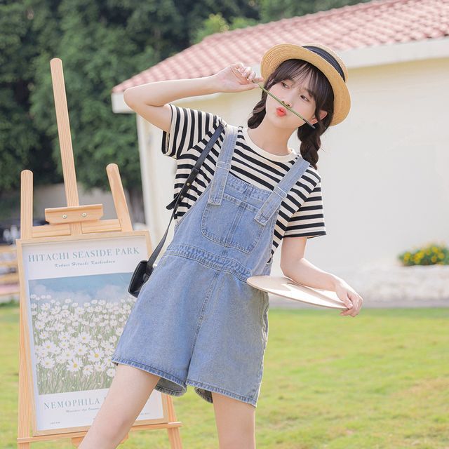 Lady Jean Pocket Detail Denim Jumper Shorts YesStyle