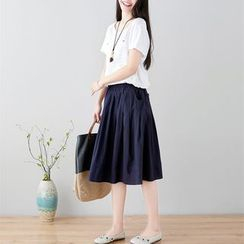 Snow Flower - Midi A-Line Skirt