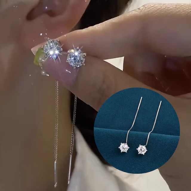 Halfla-Rhinestone Threader Earring
