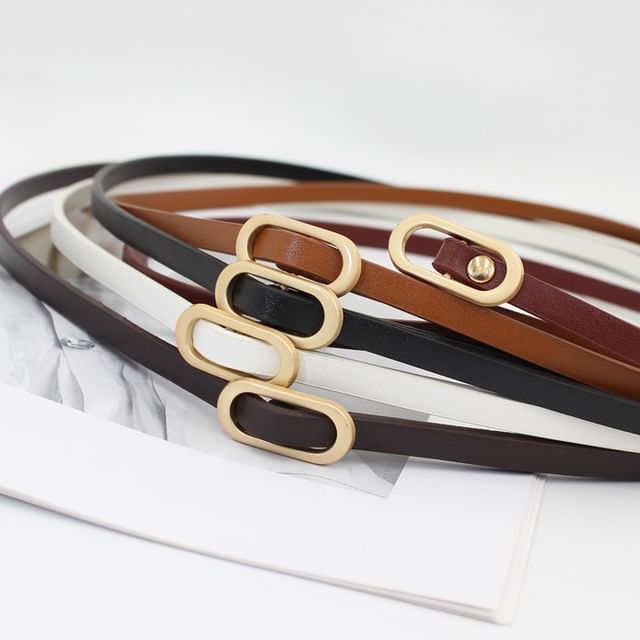 Kinoxslone-Faux Leather Thin Belt
