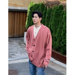 GERIO - V-Neck Colored Oversized Cardigan GERIO - V-Neck Colored Oversized Cardigan