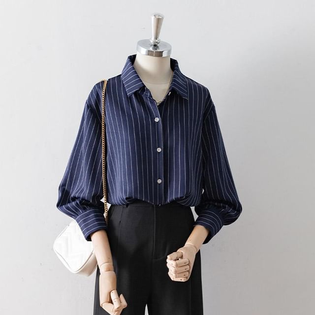 Cossita-Long-Sleeve Striped Shirt