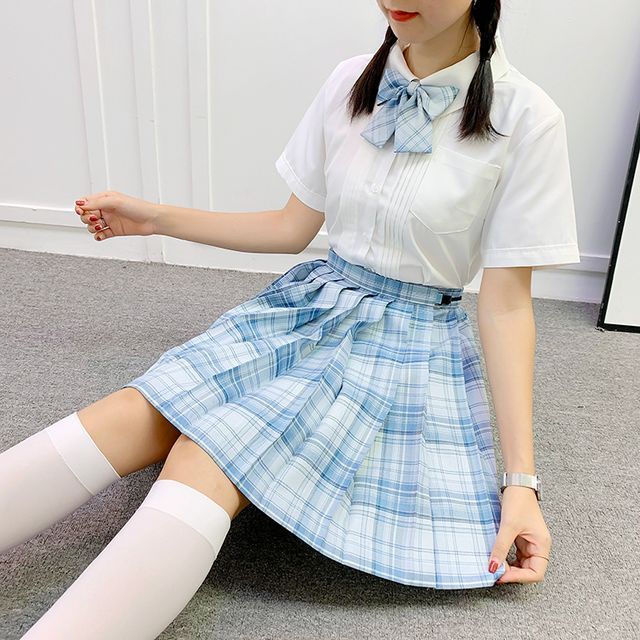 College Affair Plaid Pleated Skirt YesStyle