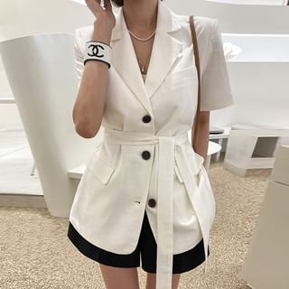 DABAGIRL 3-Button Linen Blend Blazer with Sash Sale