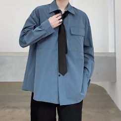 Citigleam - Plain Shirt with Neck Tie Citigleam - Plain Shirt with Neck Tie