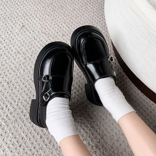 Nikao-Platform Mock Strap Shoes
