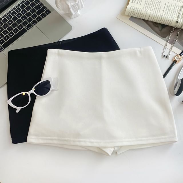 Iasia-High Waist Plain Mini Skort