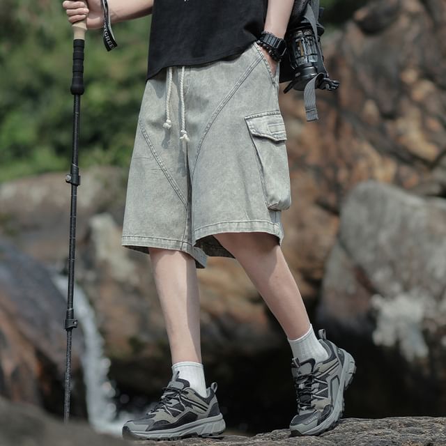 YERGO-Mid Rise Plain Cargo Shorts