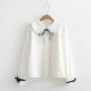 Kawaii Fairyland - Collared Long-Sleeve Blouse with Tie | YesStyle