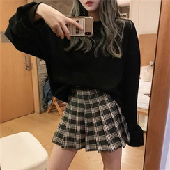 Flowerisque - Knife-Pleat Plaid Mini Skirt Flowerisque - Knife-Pleat Plaid Mini Skirt
