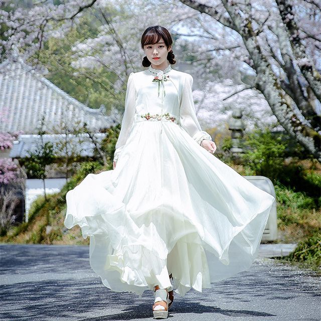chinese dress ladies Lorie Long Sleeve Ruffle Gown main image 1