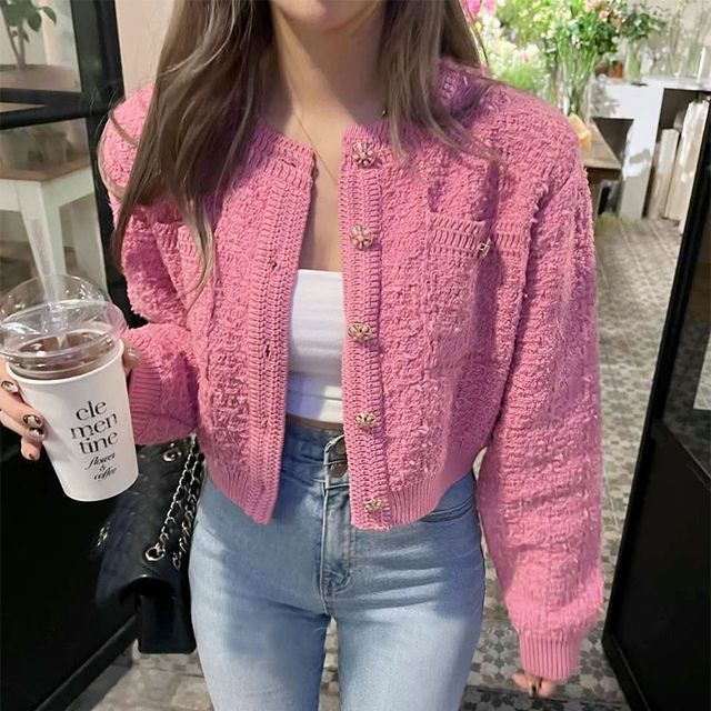 Pink cropped outlet cardigan