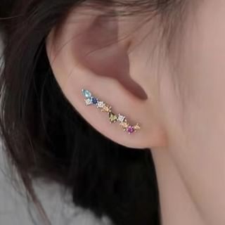 Parskletie-Rhinestone S925 Sterling Silver Crawler Earring