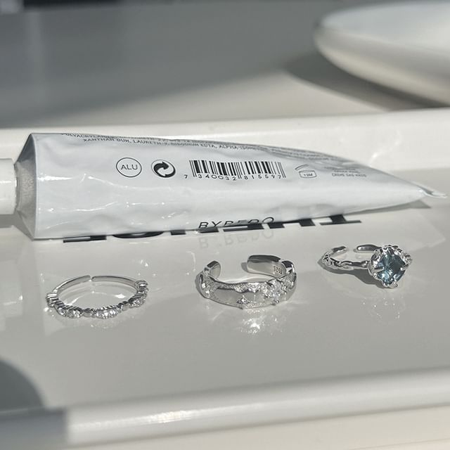 Hansha-Rhinestone Textured Alloy Open Ring Various Designs