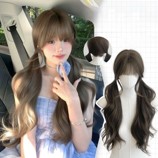 Jasmintinea-Set Long Full Wig - Wavy Hair Net