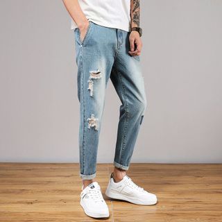 Denimic - Distressed Slim Fit Jeans | YesStyle