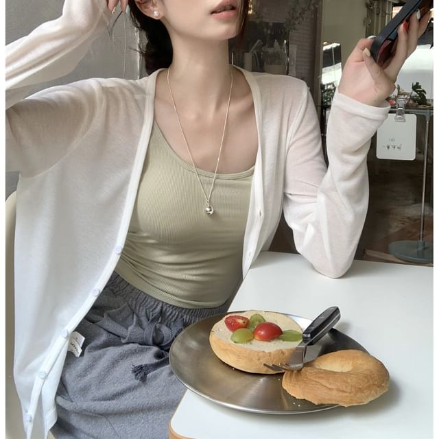 Gilmort-V-Neck Plain Light Cardigan
