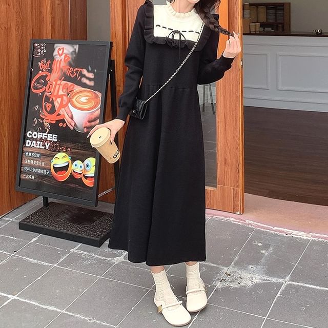 Ruffled Two-tone Knit Dress Ruffled Two-tone Knit Dress herlipto