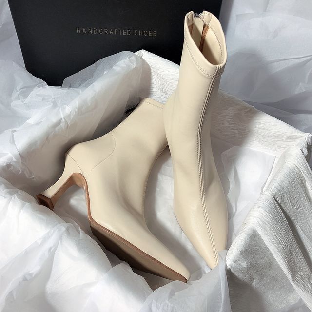 Anran-Pointed Toe High Heel Short Boots