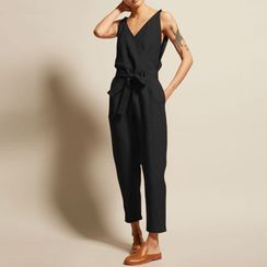 Short-Sleeve Zip-Up Plain Romper