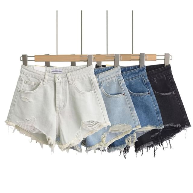 Faiar-Low Rise Distressed Denim Shorts
