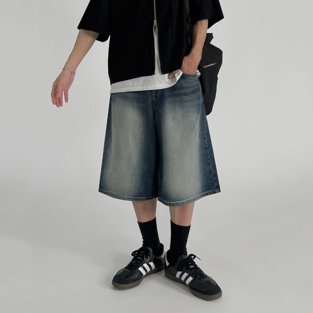 MRCYC-Washed Wide-Leg Denim Jorts