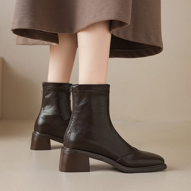 Megan-Square Toe Panel Zip Short Boots