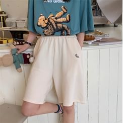 Moon City - Embroidered Wide-Leg Sweatshorts Moon City - Embroidered Wide-Leg Sweatshorts