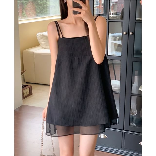 SeoulPop-Spaghetti Strap Tie-Back Chiffon Top