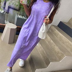 LIPHOP - Round-Neck Dyed Maxi Tank Dress LIPHOP - Round-Neck Dyed Maxi Tank Dress