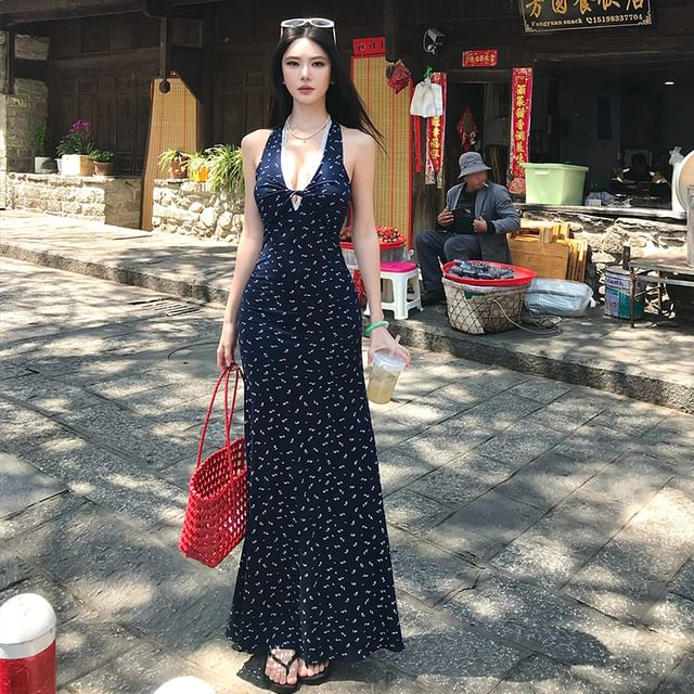 chinese dress ladies Petal and Pup Women's Anabelle Halter Neck Lace Maxi Dress main image 0
