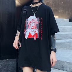 Magma - Girl Print Oversize Short-Sleeve T-Shirt Magma - Girl Print Oversize Short-Sleeve T-Shirt