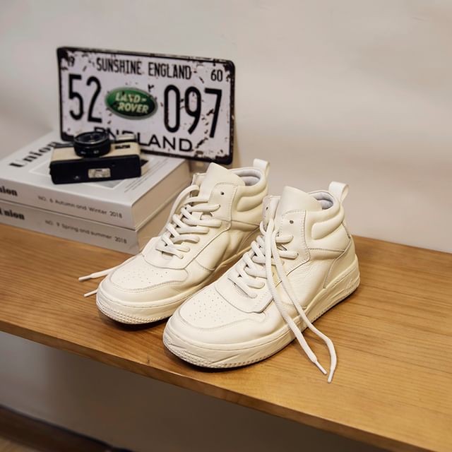 VEAZ-Genuine Leather Platform Ankle Sneakers