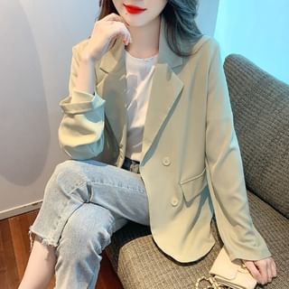 Dragan Pulse-Plain Double-Breasted Blazer