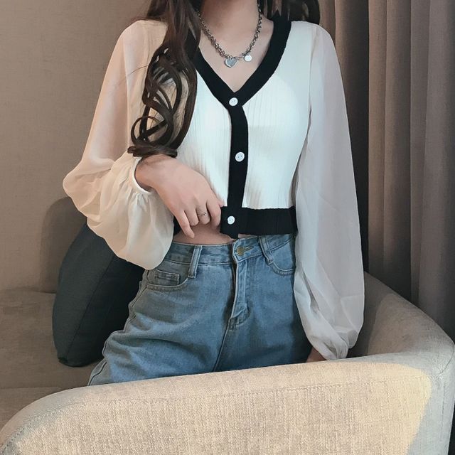 Mesh hot sale sleeve cardigan