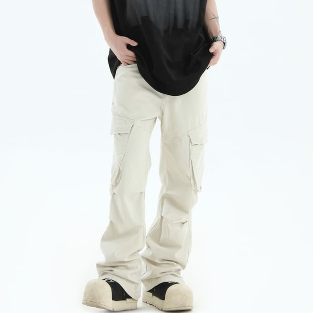 INStudio-Mid Rise Plain Loose Fit Cargo Pants