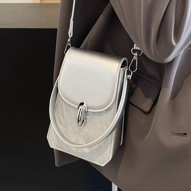 KOCORE-Faux Leather Flap Crossbody Bag