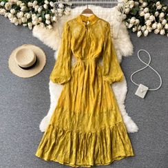 Lucuna - Lace Cutout Puff-Sleeve Dress