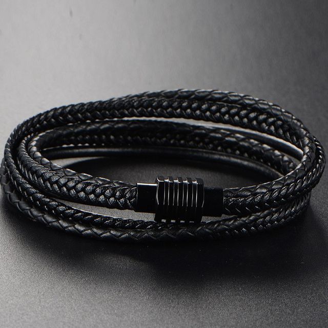 Sigil-Faux Leather Layered Bracelet
