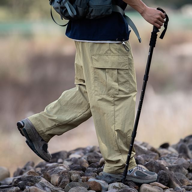 Really Point-Mid Rise Plain Straight Leg Cargo Pants