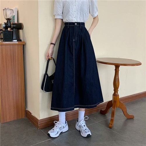 Tanee - Denim A-Line Midi Skirt