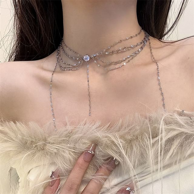 Chimerro-Rhinestone Layered Choker