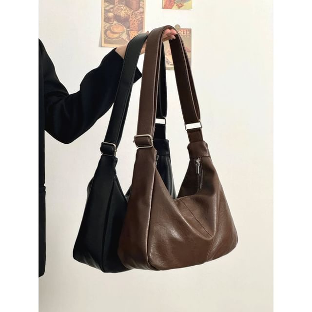 Bolso-Faux Leather Plain Shoulder Bag